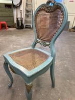 fraaie houten stoel met rieten bekleding, Huis en Inrichting, Stoelen, Riet of Rotan, Blauw, Gebruikt, Eén