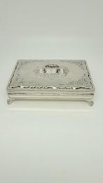 Zilveren gave lepeldoos. Breed: 12,5 cm., Verzenden, Zilver