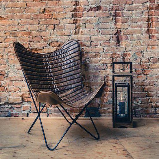 Prachtige PTMD leren vlinderstoel/butterfly chair, Huis en Inrichting, Fauteuils, Zo goed als nieuw, Leer, 75 tot 100 cm, Ophalen