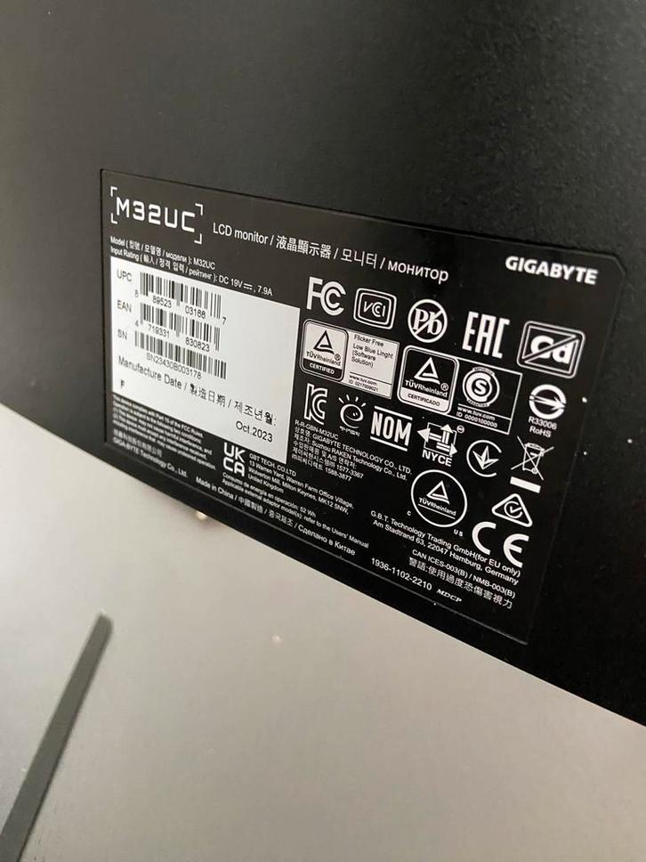 31.5" GIGABYTE M32UC - 3840x2160 (4K / UHD) - 160Hz - SS VA, Computers en Software, Monitoren, Zo goed als nieuw, 151 t/m 200 Hz