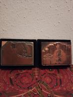 Twee mooie antieke gegraveerde koperen platen, stempels, Ophalen of Verzenden