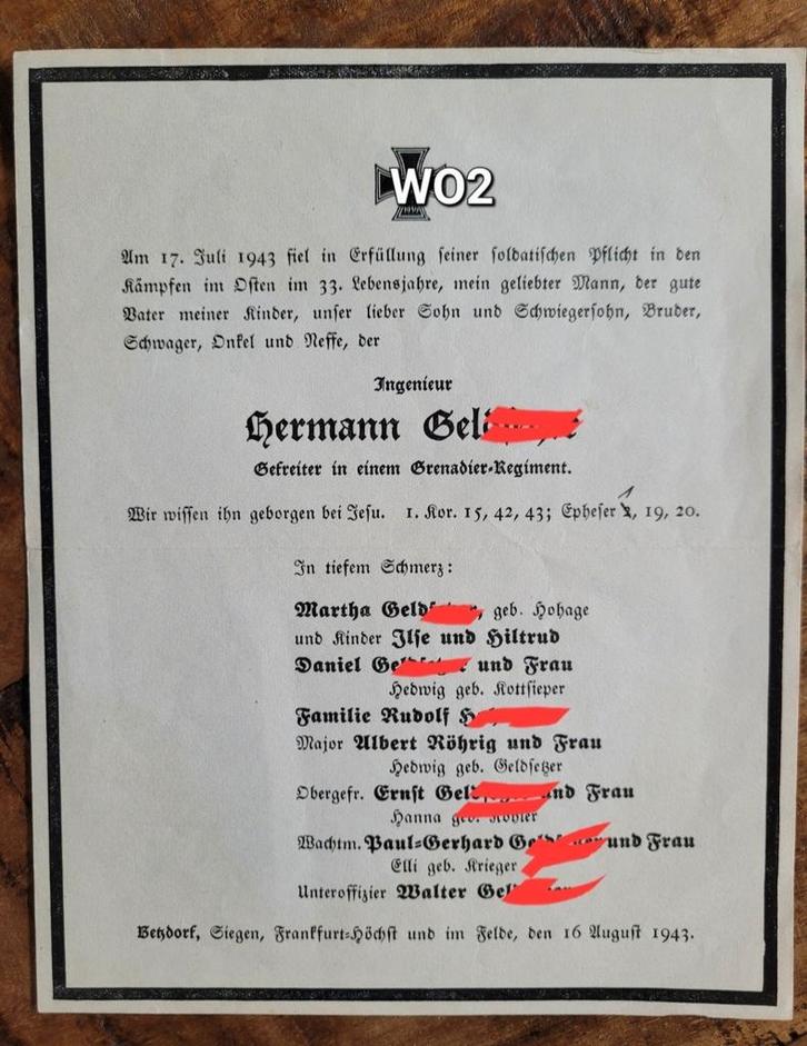 Reuze grote Bidprent Sterbebild duitse WO2 gefreiter 1943, Verzamelen, Bidprentjes en Rouwkaarten, Ophalen of Verzenden