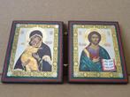 Tweeluik icoon icoontje de Moeder Gods Jezus Christus 13x7cm, Ophalen of Verzenden, Zo goed als nieuw, Overige typen, Christendom | Katholiek
