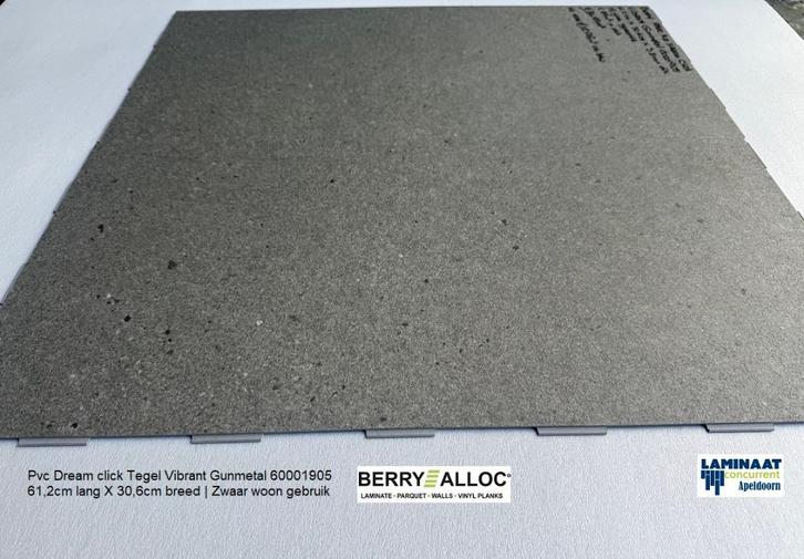 Pvc Dream click Vibrant Gunmetal €12,95p/m2 inc.btw, Huis en Inrichting, Stoffering | Vloerbedekking, Nieuw, Laminaat, Grijs, 25 tot 50 m²