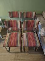 Retro stoelen set van 4 met buisframe, Huis en Inrichting, Stoelen, Ophalen, Gebruikt, Overige kleuren, Metaal