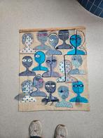 Vintage Wandkleed met gezichten - Blauw, Beige, Roze, Ophalen of Verzenden