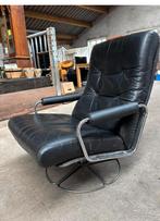 Vintage leren draaifauteuil Gelderland Jan des Bouvrie, Huis en Inrichting, Fauteuils, Ophalen, Gebruikt, 75 tot 100 cm, Metaal