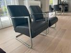 2 zwarte leren fauteuils van Movani ALS NIEUW, Ophalen, Zo goed als nieuw, 75 tot 100 cm, 50 tot 75 cm