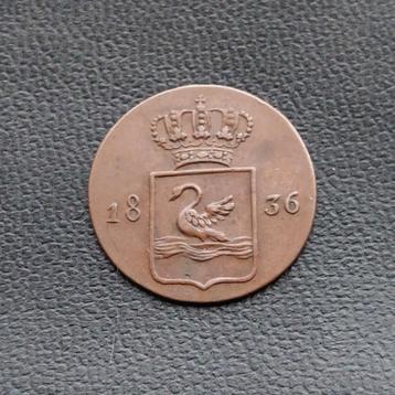 Zwaantjes duit 1836 zeldzaam nederlands indië overzee munt beschikbaar voor biedingen