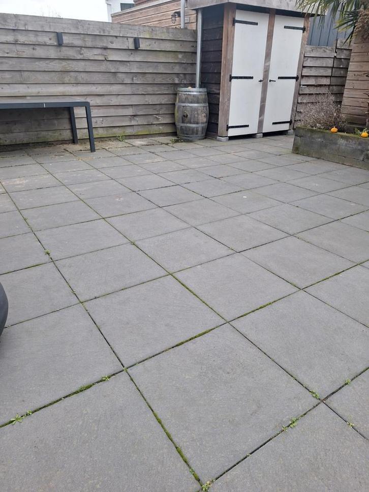 Antraciet tegels 60x60 - 63m2 + zaagstukken, Tuin en Terras, Tegels en Klinkers, Gebruikt, Terrastegels, Beton, 10 m² of meer
