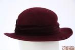Kleine Vintage Dameshoed donker bordeaux paars 54, 134 t/m 140, Gebruikt, Meisje, Hoed