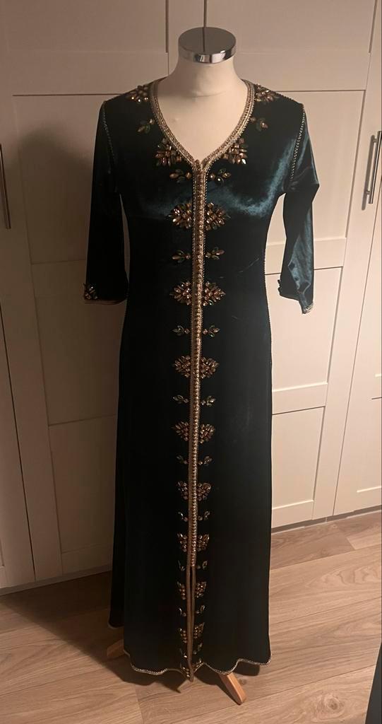Prachtige Donkergroene Mombra Kaftan - XS, Kleding | Dames, Gelegenheidskleding, Zo goed als nieuw, Galajurk, Maat 34 (XS) of kleiner