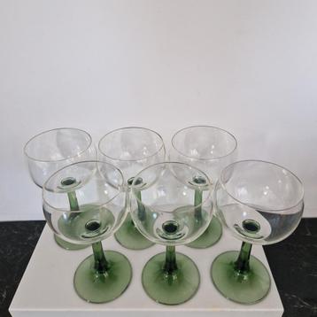 Vintage Groene Wijnglazen - Set van 6 beschikbaar voor biedingen