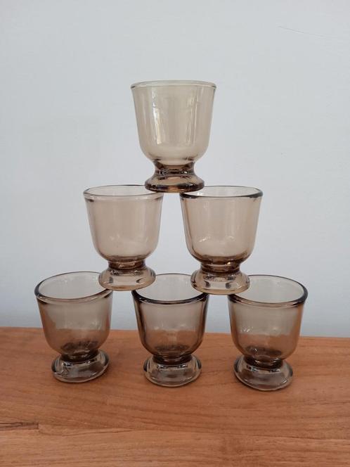 Vintage retro rookglas servies eierdop eierdopjes 6x, Huis en Inrichting, Keuken | Servies, Nieuw, Overige typen, Overige stijlen