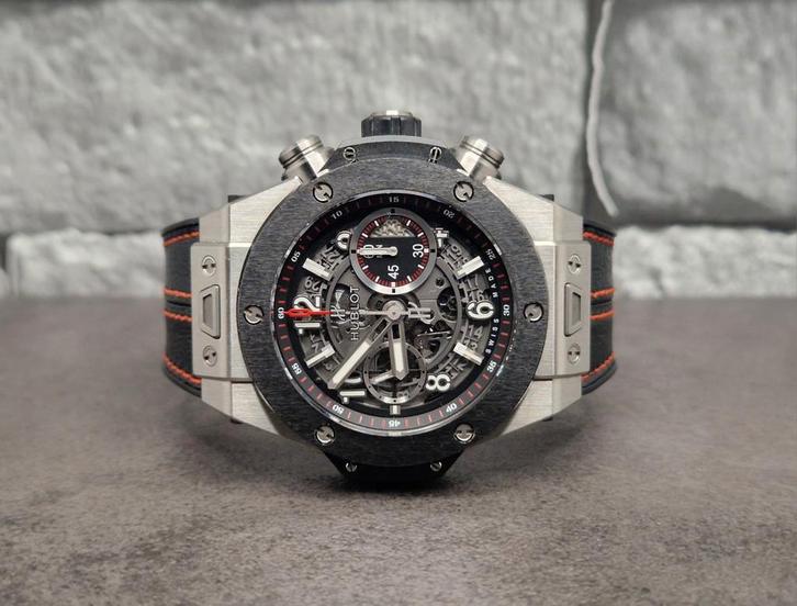 Hublot Big Bang Unico 45mm skeleton titanium ceramic, Sieraden, Tassen en Uiterlijk, Horloges | Heren, Zo goed als nieuw, Polshorloge