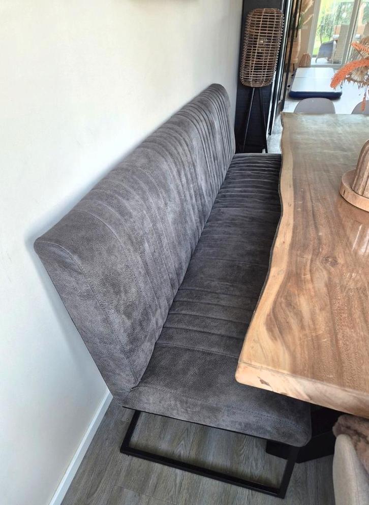 Eetkamerbank Antraciet - 220cm Lang, Huis en Inrichting, Banken | Voetenbanken en Poefen, Zo goed als nieuw, 50 tot 75 cm, 125 cm of meer