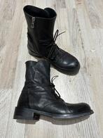 Italiaanse Leren Laarzen – Platte Hak – Goth Style – Maat 37, Hoge laarzen, Zwart, Ophalen of Verzenden, Zo goed als nieuw