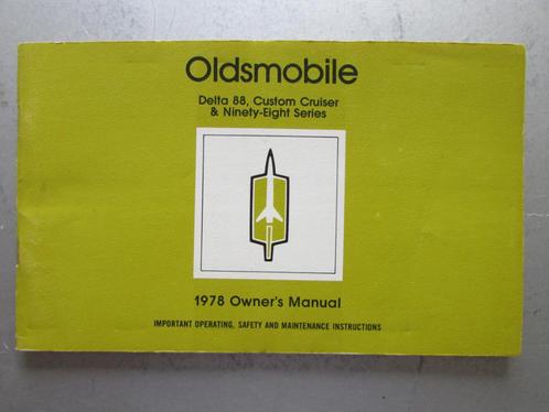 1978 OLDSMOBILE Full Size modellen Owner's Manual, Engels, Auto diversen, Handleidingen en Instructieboekjes, Ophalen of Verzenden