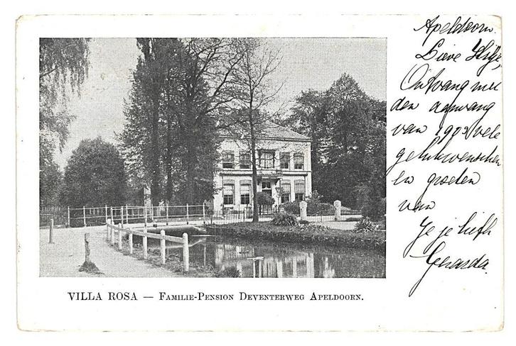 975259 Apeldoorn Gld 1903 Deventerweg Villa Rosa Gelopen met, Verzamelen, Ansichtkaarten | Nederland, Gelopen, Gelderland, Voor 1920