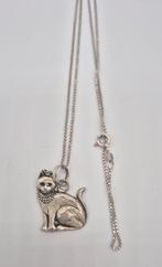 Zilveren Ketting met Vintage Kat Hanger 925, Verzenden, Gebruikt, Zilver, Zilver
