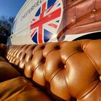 Chesterfield bank cognac kleur leer gratis levering omg Epse, Ophalen, Gebruikt, 200 tot 250 cm, Leer