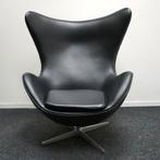 Fritz Hansen Egg Chair Fauteuil | Zwart Leer | Nieuwe stof, Gebruikt, -, -, 75 tot 100 cm