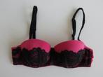 Hunkemoller BH roze met zwart kant strapless maat 75B, Hunkemöller, Verzenden, Roze, BH