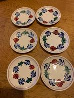 6 petit four bordjes, puntgaaf boerenbont, Ophalen of Verzenden, Zo goed als nieuw, Bord