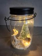 Klein glazen potje met kerst decoratie en lampjes, Ophalen of Verzenden, Zo goed als nieuw