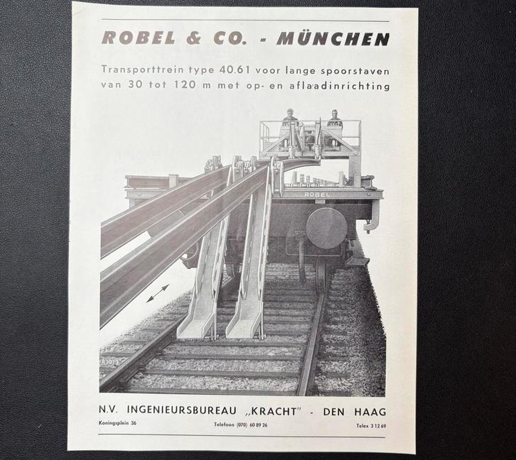 Advertentie Robel & Co ‘Spoorstaaf-aflaadinrichting’ (1964), Verzamelen, Spoorwegen en Tramwegen, Zo goed als nieuw, Trein, Ophalen of Verzenden