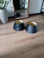 Zwarte velours lampenkappen, Huis en Inrichting, Lampen | Lampenkappen, Ophalen, Zo goed als nieuw, Rond, Minder dan 25 cm