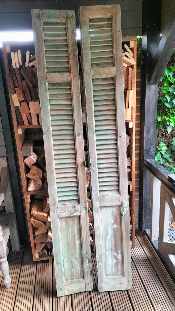 Oude Louvre Deuren, Doe-het-zelf en Verbouw, Deuren en Horren, Gebruikt, Overige typen, 200 tot 215 cm, Minder dan 80 cm, Hout