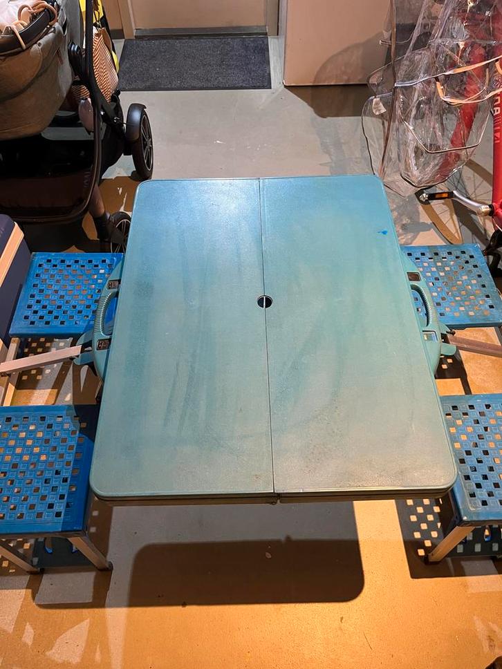 Inklapbare Picknicktafel - Vierkant, Tuin en Terras, Picknicktafels, Gebruikt, Vierkant, Overige materialen, Kinderpicknicktafel