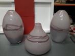 VINTAGE 3 DELIG GLAZEN VAZEN SET I.Z.G.ST ( per st te koop ), Antiek en Kunst, Antiek | Glas en Kristal, Ophalen of Verzenden