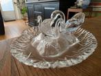 Kristallen bonbonniere schaal met zwanen, Glas of Glazen, Ophalen of Verzenden, Overige stijlen, Glas