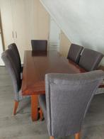Kersenhouten eetkamer tafel met 6 stoelen, Ophalen, Gebruikt, Tijdloos, 4 tot 6 stoelen