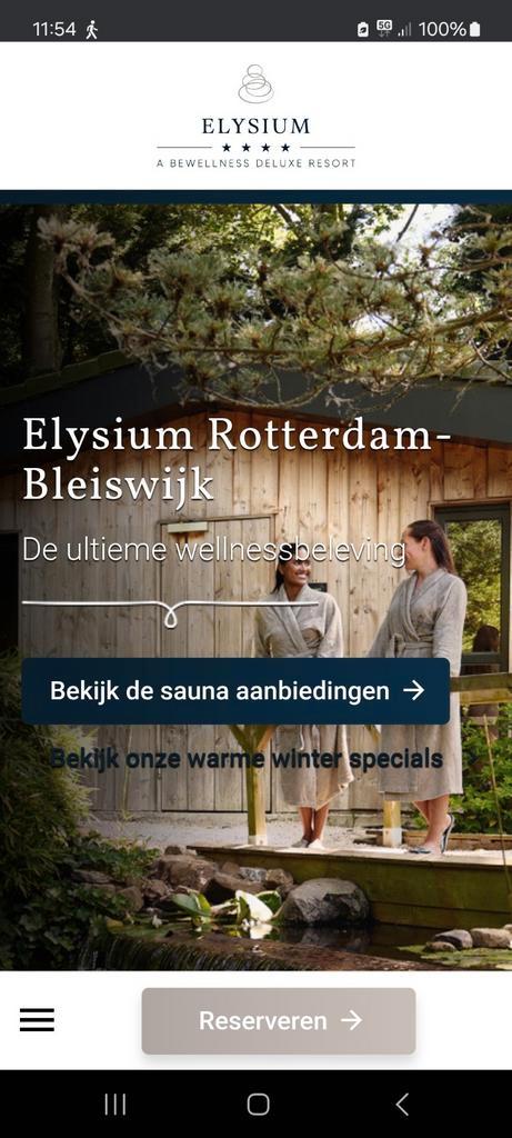 2x saunaentree sauna Elysium te Bleiswijk (ZH) tw €104,=, Tickets en Kaartjes, Kortingen en Cadeaubonnen, Twee personen, Spa of Sauna
