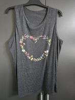 Grijze top met bloemenprint in hartvorm, maat xxl (nieuw), Maat 46/48 (XL) of groter, Nieuw, Ophalen of Verzenden, Zonder mouw