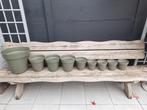 Plastic groene buitenpotten, Tuin en Terras, Bloempotten, Ophalen, Kunststof, Gebruikt, Rond
