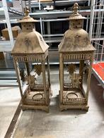 2x prachtige windlichten 85x26cm, Bruin, Ophalen of Verzenden, Zo goed als nieuw, Kandelaar
