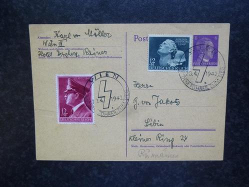 DUITS OOSTENRIJK 3 duitse zegeld stempel Wien 1942, Postzegels en Munten, Brieven en Enveloppen | Buitenland, Briefkaart, Ophalen of Verzenden