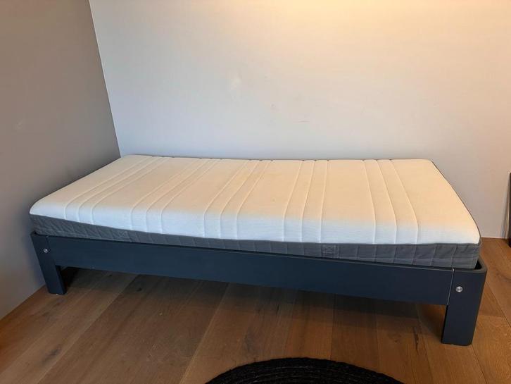 Auping Auronde eenpersoons antraciet + spiraalbodem + matras, Huis en Inrichting, Slaapkamer | Bedden, Gebruikt, Eenpersoons, 90 cm