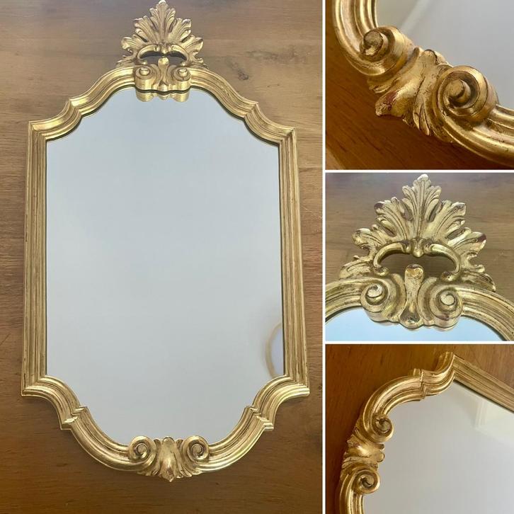 Prachtige antieke Franse kuifspiegel goud, in perfecte staat, Antiek en Kunst, Antiek | Spiegels, Minder dan 50 cm, Minder dan 100 cm