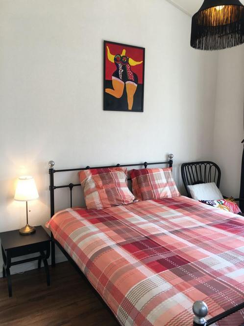 2 persoonsbed, Huis en Inrichting, Slaapkamer | Bedden, Zo goed als nieuw, Tweepersoons, 160 cm, 200 cm, Metaal, Zwart, Ophalen of Verzenden