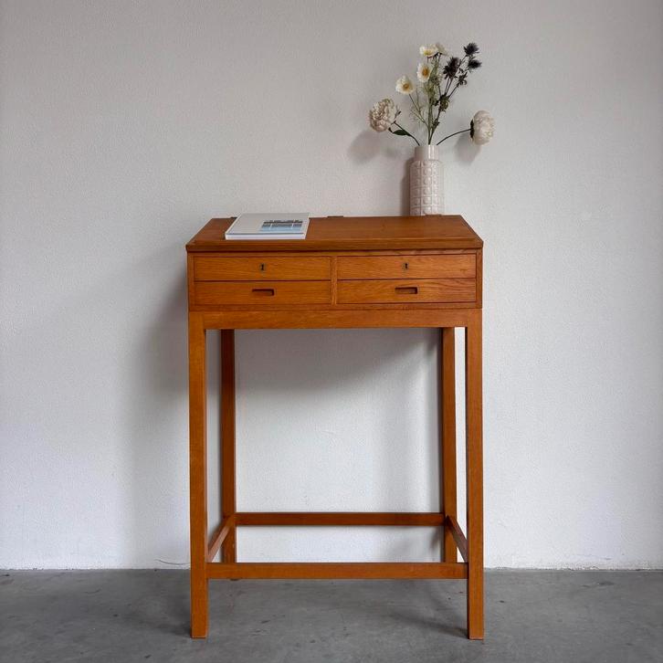 VINTAGE | LESSENAAR | BUREAU | EIKEN | DEENS, Huis en Inrichting, Bureaus, Gebruikt, Stabureau, Ophalen