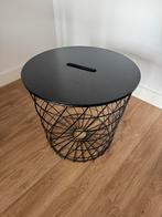 Zwarte metalen bijzettafel / opbergmand, Minder dan 55 cm, Metaal of Aluminium, Rond, Zo goed als nieuw