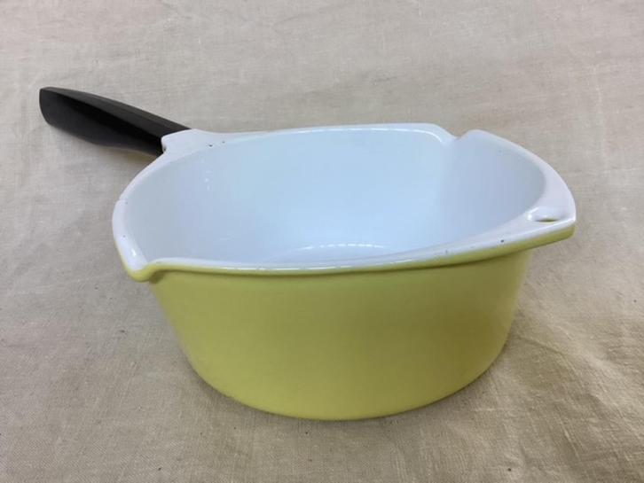 LE CREUSET. , Raymond Loewy steelpan. jaren 50, Huis en Inrichting, Keuken | Potten en Pannen, Zo goed als nieuw, Koekenpan of Braadpan