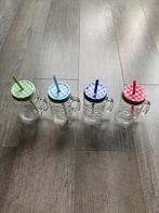 4 drinkglazen met deksel en rietje (4 x 500 ml), Glas of Glazen, Ophalen of Verzenden, Overige stijlen, Glas