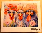 Puzzel: Kippen met zonnebril - 1000 stukjes, Hobby en Vrije tijd, Denksport en Puzzels, Ophalen, 500 t/m 1500 stukjes, Nieuw, Legpuzzel