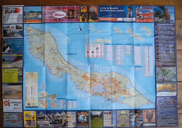 Plattegrond Curacao en Willemstad 2004, Boeken, Atlassen en Landkaarten, Zo goed als nieuw, Overige typen, Overige gebieden, 1800 tot 2000
